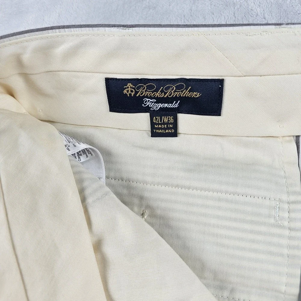 Brooks Brothers Seersucker Trousers Pants Mens 34x30 Cuffed Gray White Hickory